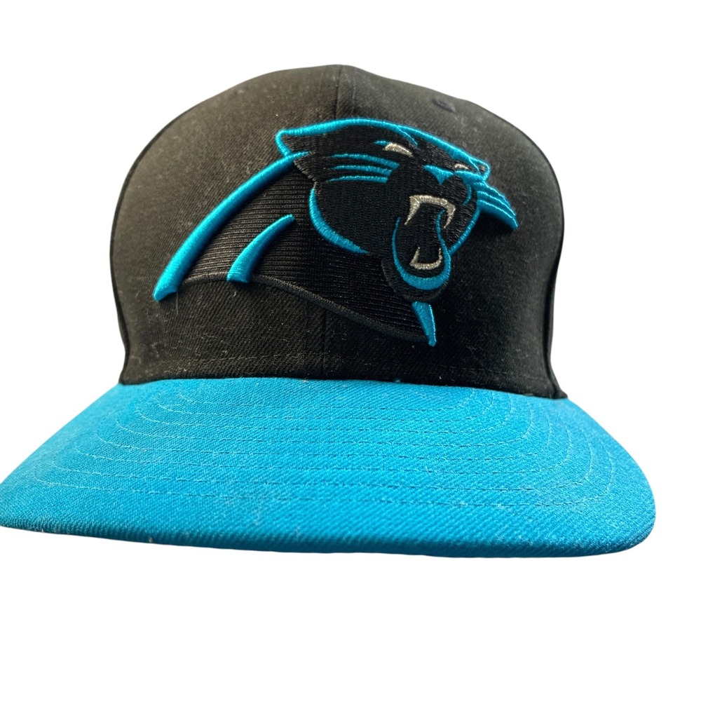 New‎ Era 59FIFTY Carolina Panthers Fitted Hat Black Blue NFL Size 7 1/8 Cap